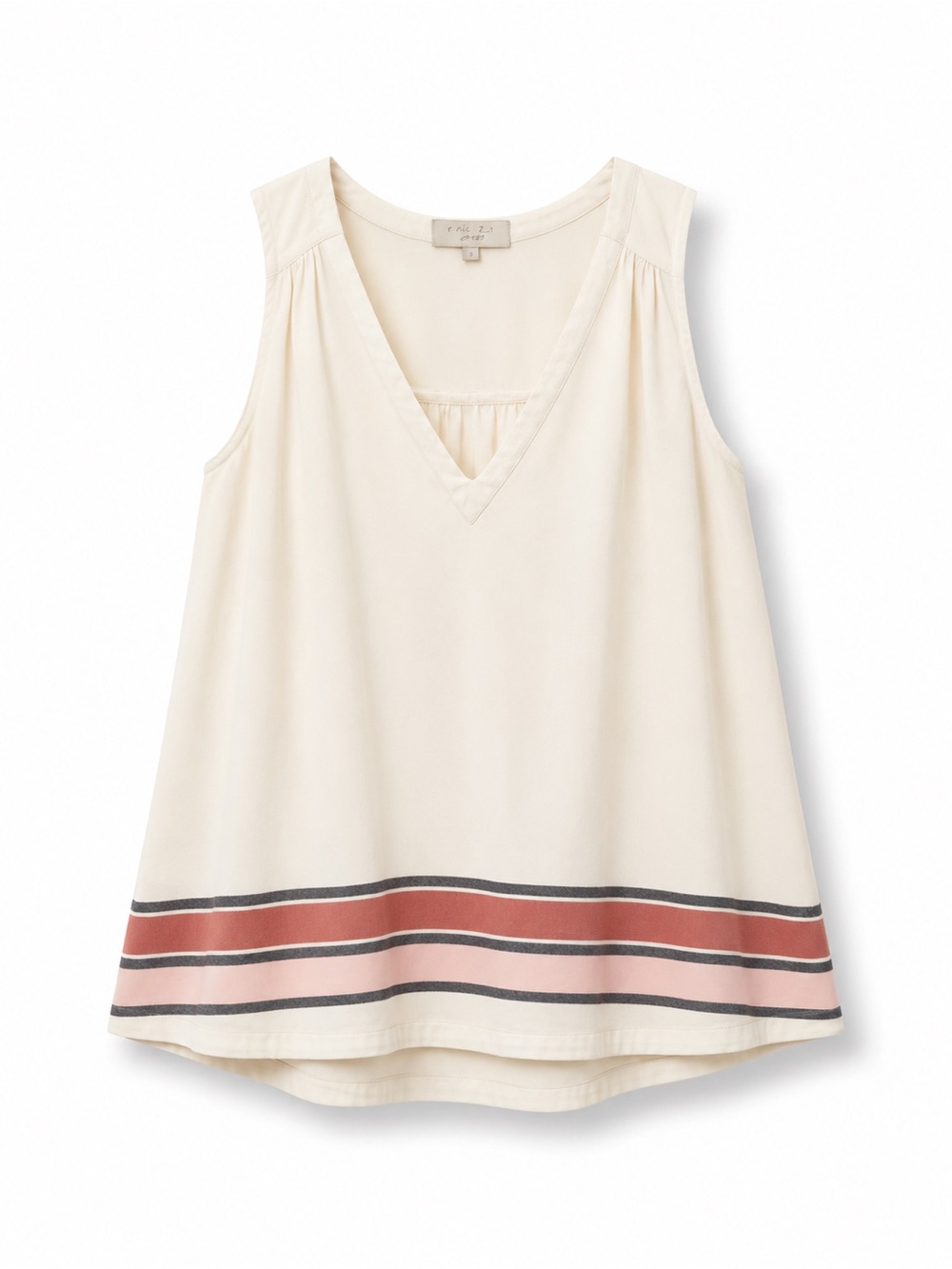 HATCH Plage Maternity Boho Coastal Linen Tunic Tank Neutral Stripe TOP OSFA